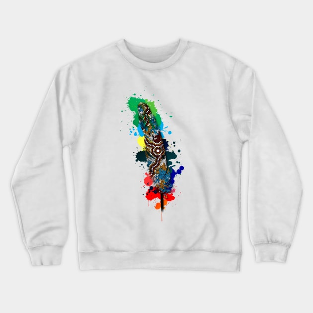 Aboriginal Art - Feather Wetlands 2 Crewneck Sweatshirt by hogartharts